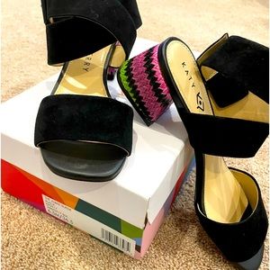 Katy Perry The Albee-Suede Black Sandals 6.5M/36.5